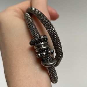 Beaded Metal Bracelet, Diamond Separator, Layering Bracelet, 2 bracelets.